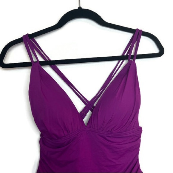 LA BLANCA Island Goddess Orchid Purple  Strappy One-Piece Swimsuit Size … - Picture 6 of 7